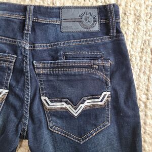 Buffalo David Bitton Six-X Slim Straight Stretch Dark Wash Blue Jeans 30 X 32